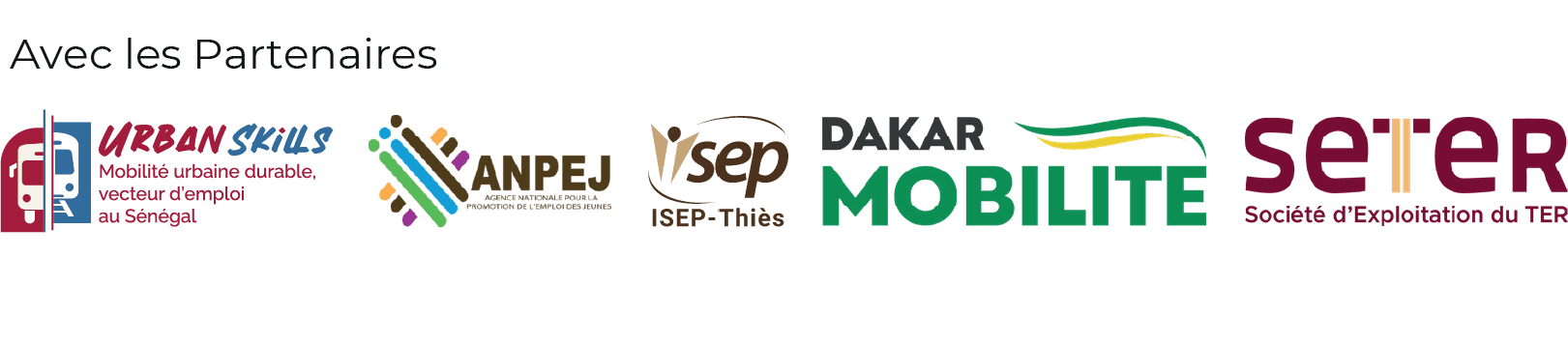 Partenaires du projet : l'ANPEJ, l'ISEP-Thiès, Dakar Mobilité et la SETER.